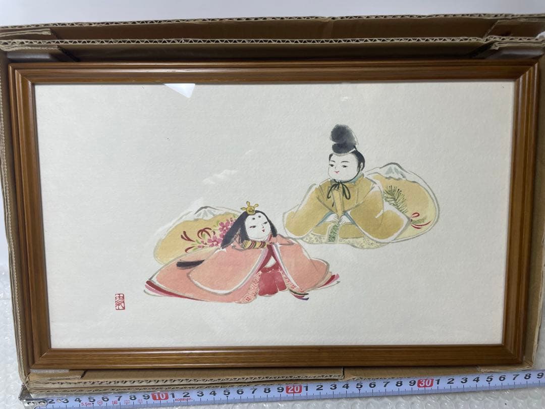 雛人形 額装絵 日本画 和風 インテリア 額入り 飾り絵