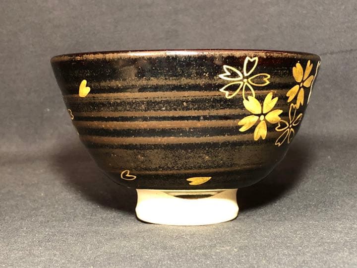 【茶道具】陽炎園 膳所焼 金銀彩雪月花茶碗 抹茶碗 茶碗A332