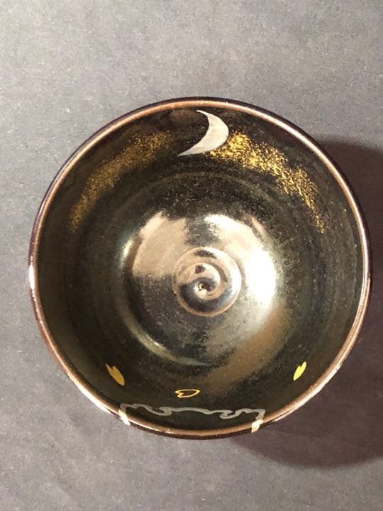 【茶道具】陽炎園 膳所焼 金銀彩雪月花茶碗 抹茶碗 茶碗A332