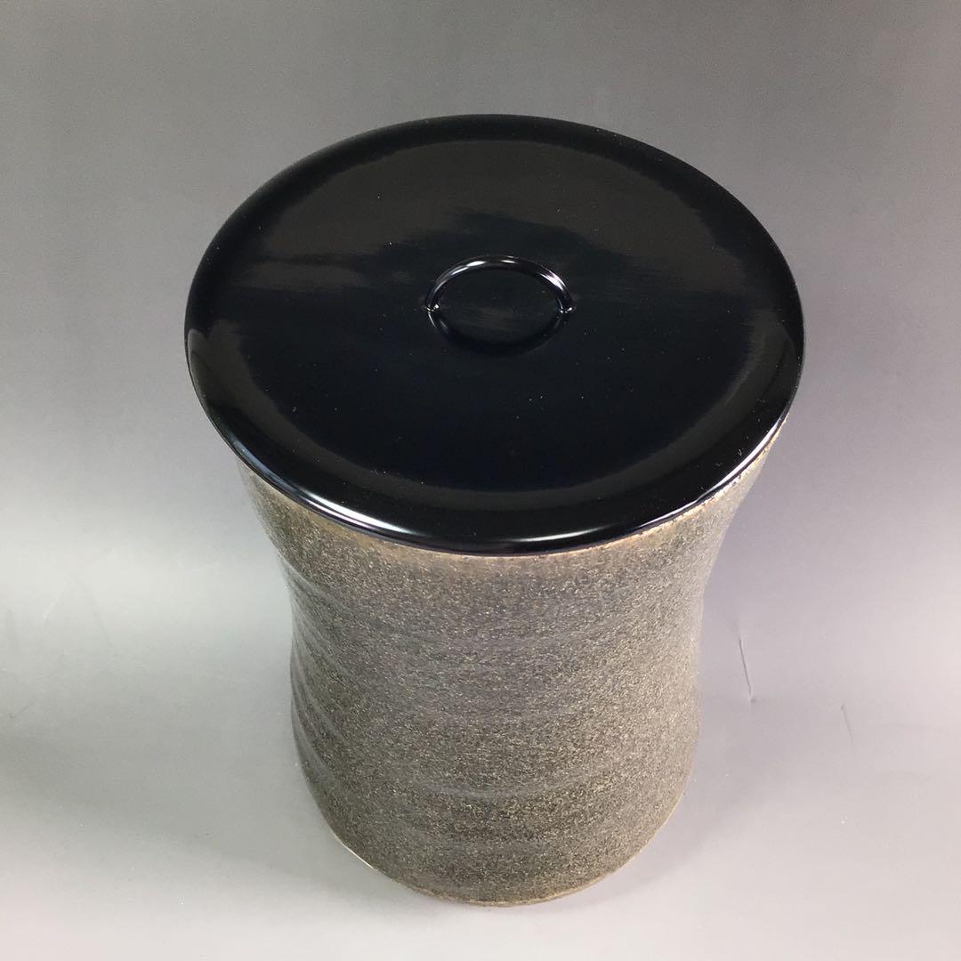 Ｐ９１９　水指　『高垣帰泥造』『於丹沢寄』『胴締水指』　共箱　茶道具