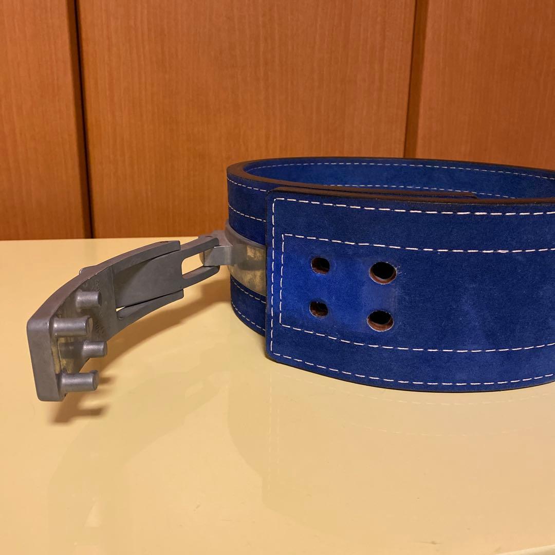 青 スエード トレーニング レバーアクション ベルト パワーリフティング