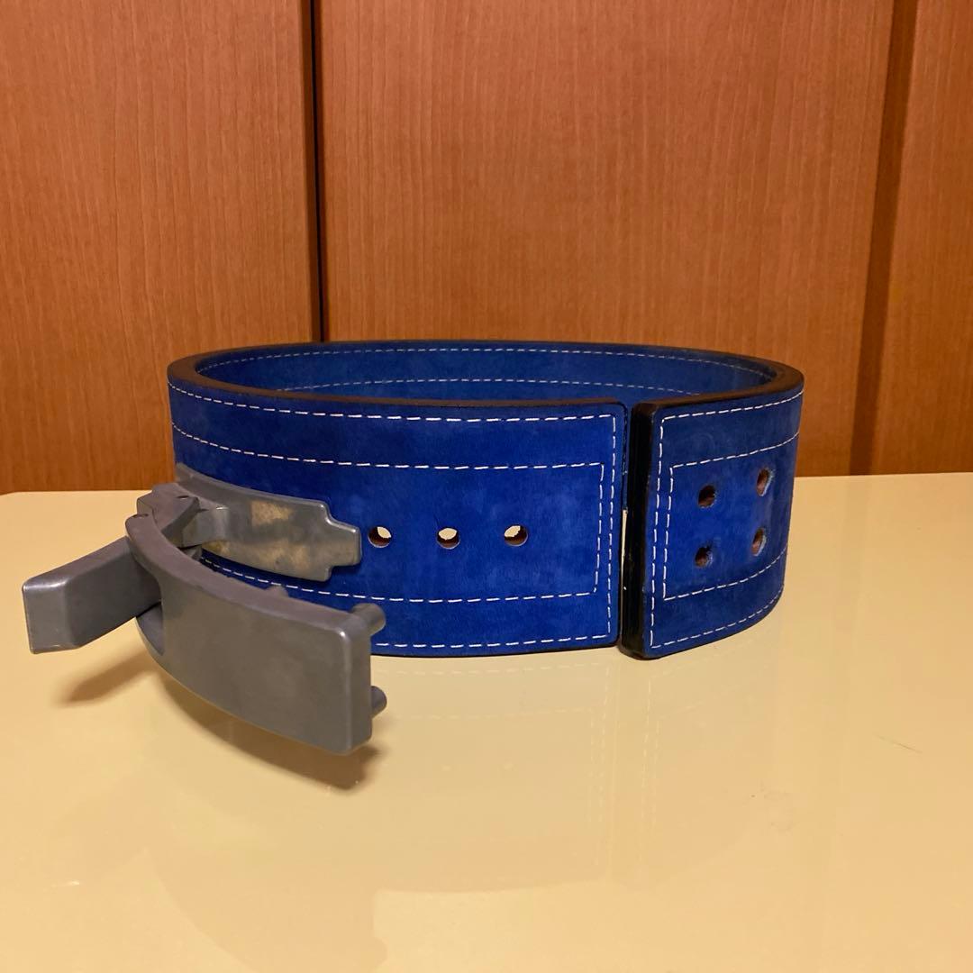 青 スエード トレーニング レバーアクション ベルト パワーリフティング