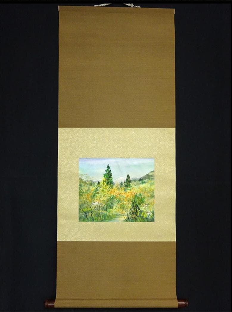 掛軸 無銘(作者不明)『山家風景図』 紙本 肉筆 無地箱 掛け軸 a122615