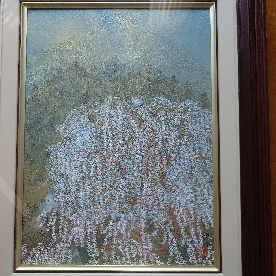 枝垂れ（しだれ）桜　 俊治　華やかな金と桜の色で描いた美しい日本画　絵画