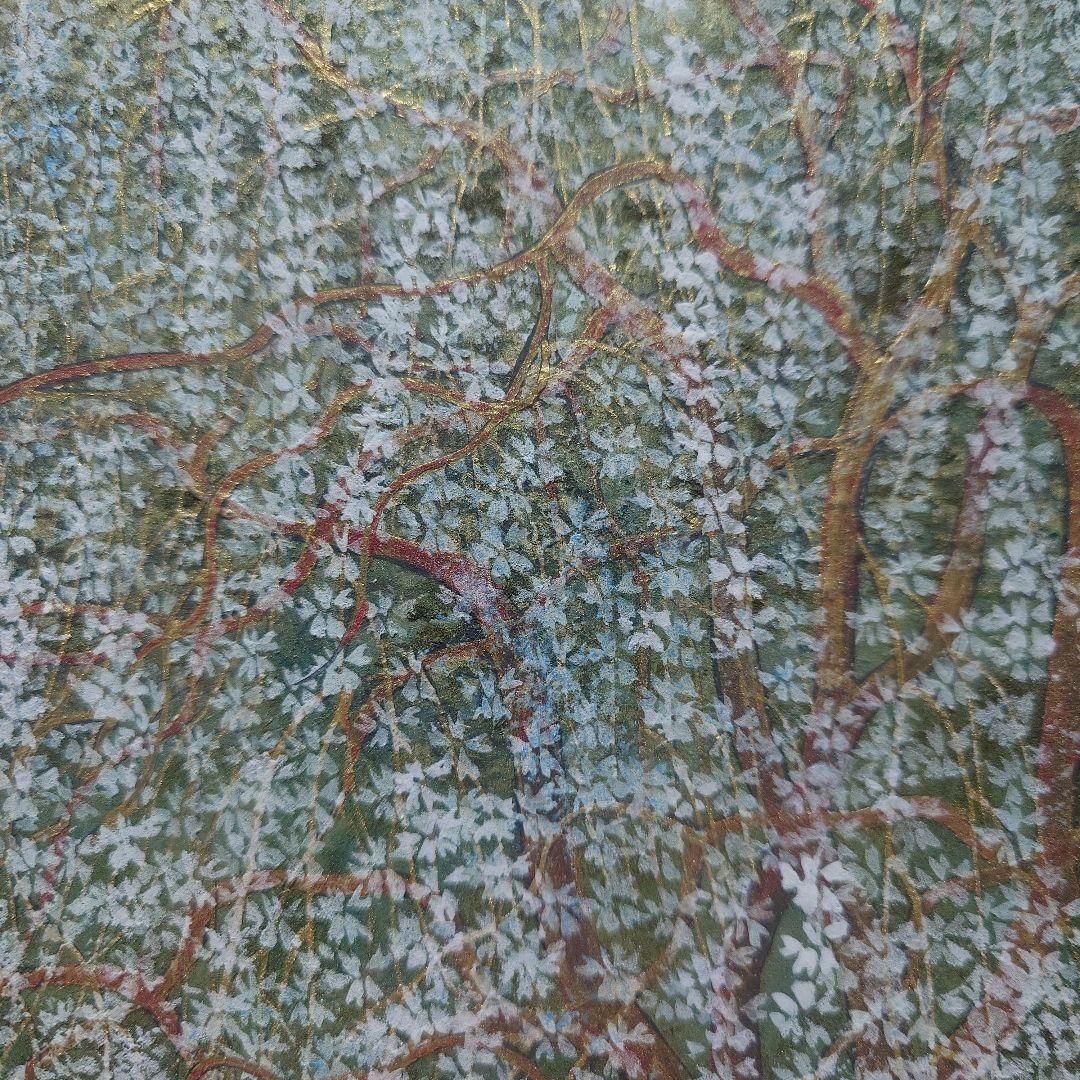 枝垂れ（しだれ）桜　 俊治　華やかな金と桜の色で描いた美しい日本画　絵画