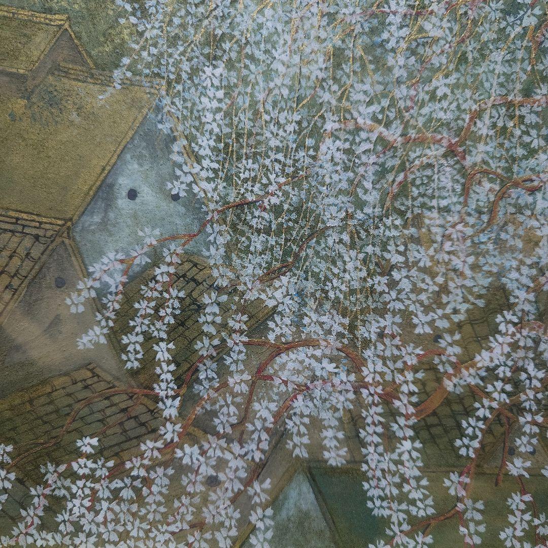 枝垂れ（しだれ）桜　 俊治　華やかな金と桜の色で描いた美しい日本画　絵画
