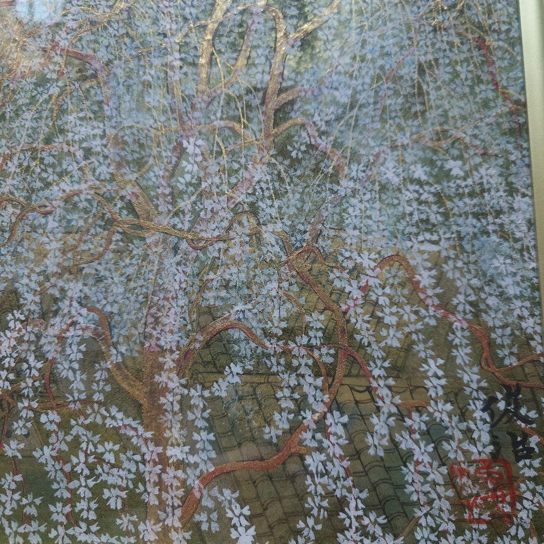 枝垂れ（しだれ）桜　 俊治　華やかな金と桜の色で描いた美しい日本画　絵画
