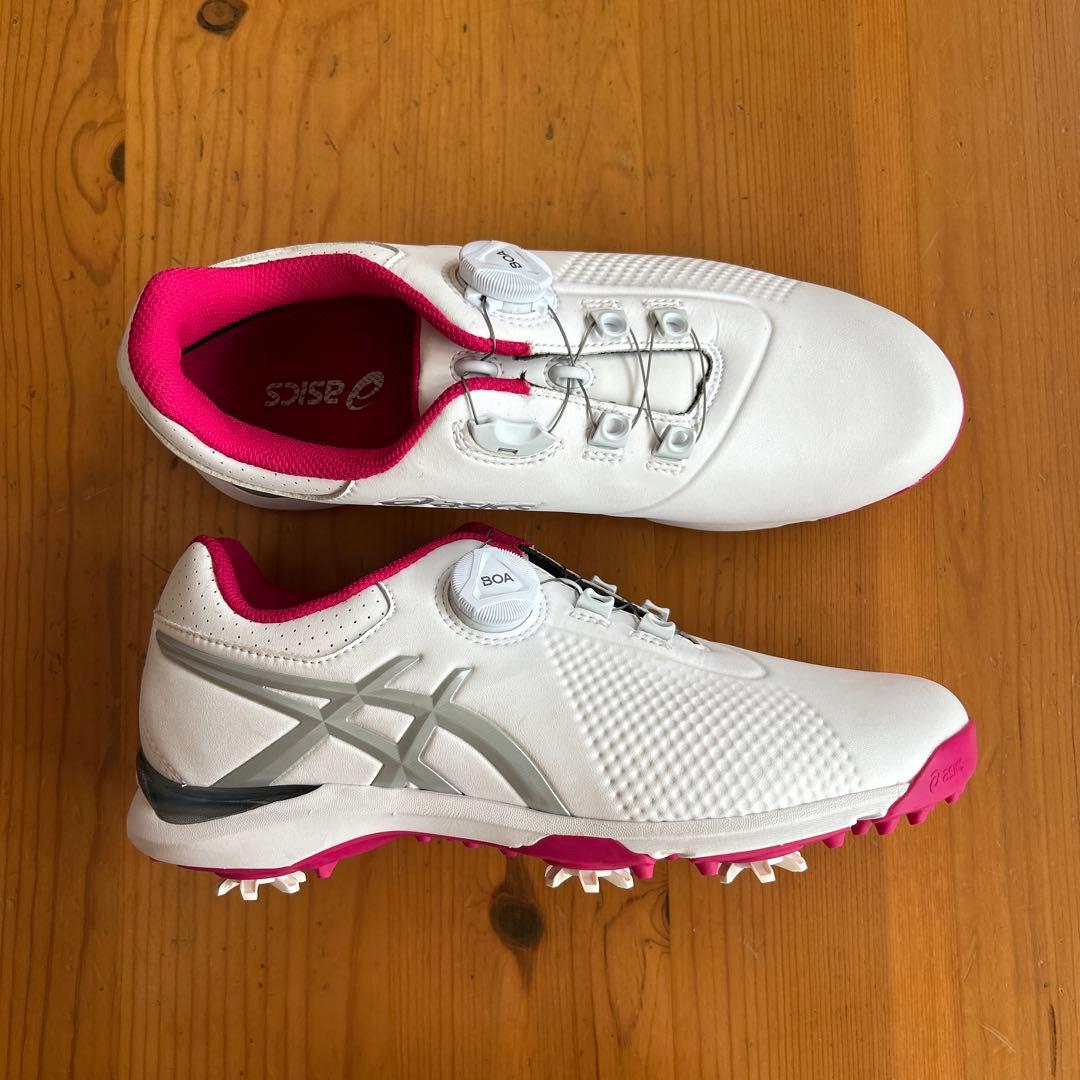 新品未使用ASICS ゴルフシューズ 女性用 ホワイト/ピンク