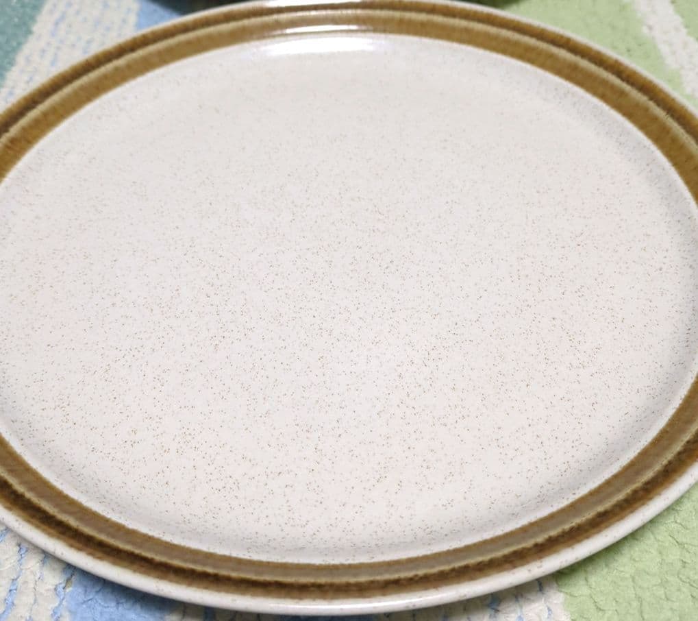 Hallkraft 陶器製皿 クリーム色 茶色の縁取りプレート 4枚セット