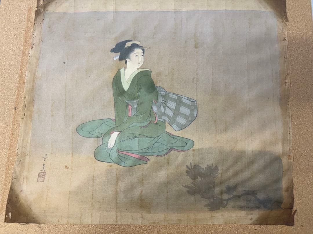 浮世絵 美人画 絹本画 歌麿 美術 アンティーク 骨董品