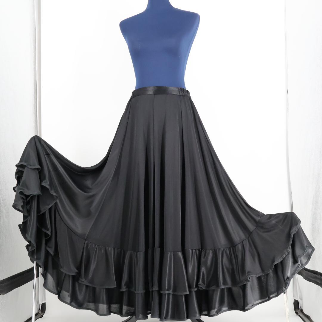 【フラメンコ衣装】ブラック prima boutique ファルダ スカート 黒