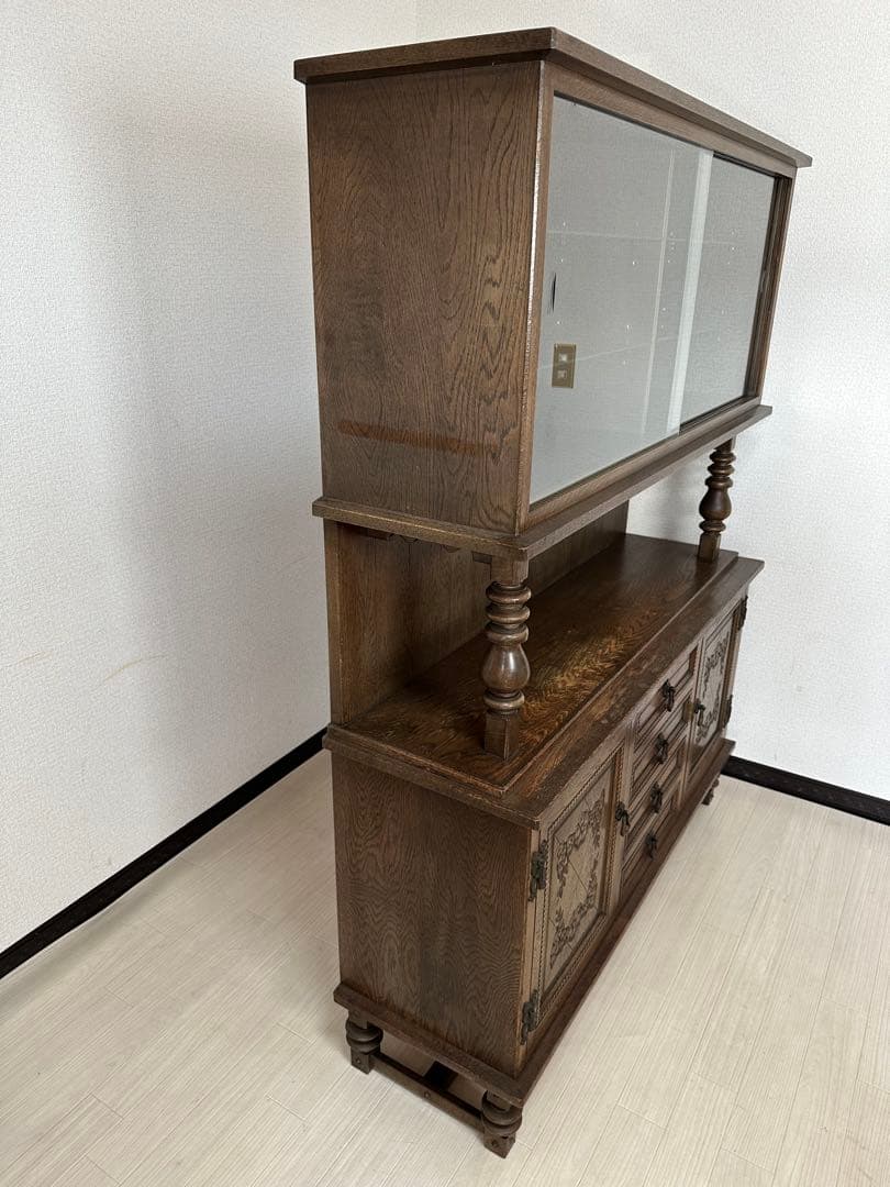 永田良介商店 神戸家具 カップボード 食器棚 本棚 アンティーク i4※