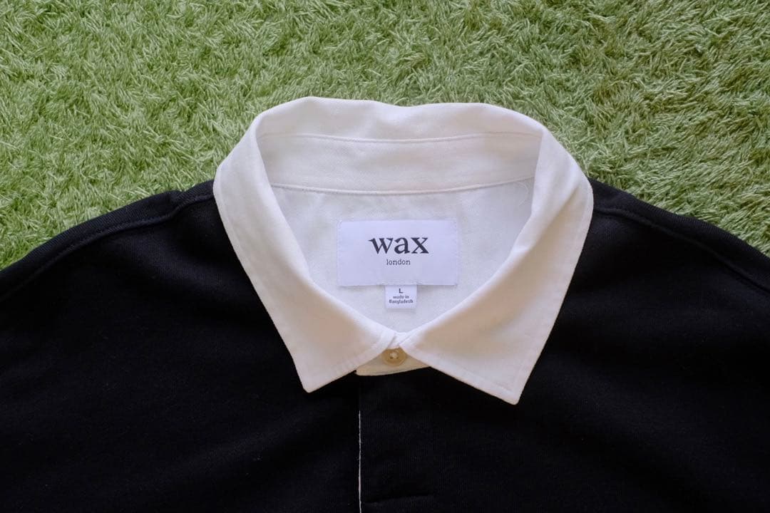 wax london ラガーシャツ 黒/白/青