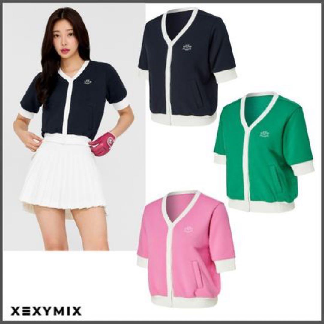 XEXYMIX GOLF Vネック ラインカーディガン レディース