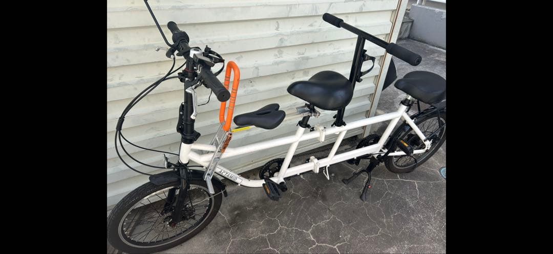 ホワイト タンデム自転車 2人乗り自転車　タンデムバイク