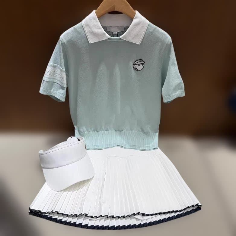 Malbon 26 韓国新作 レディース 半袖ポロ ニット 配色ロゴ 美品✨