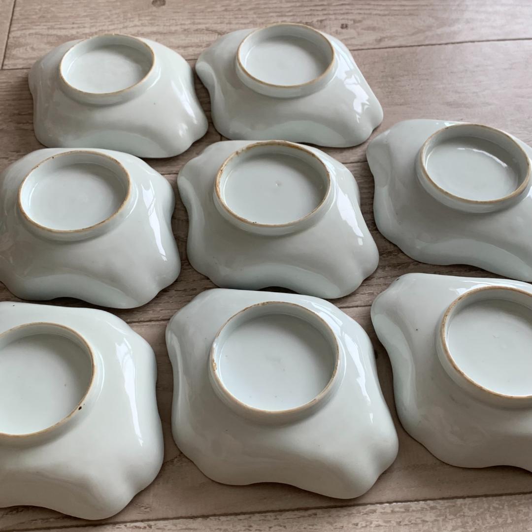 古仙　菱型皿　染付　8客セット！昭和レトロ　古道具　アンティーク