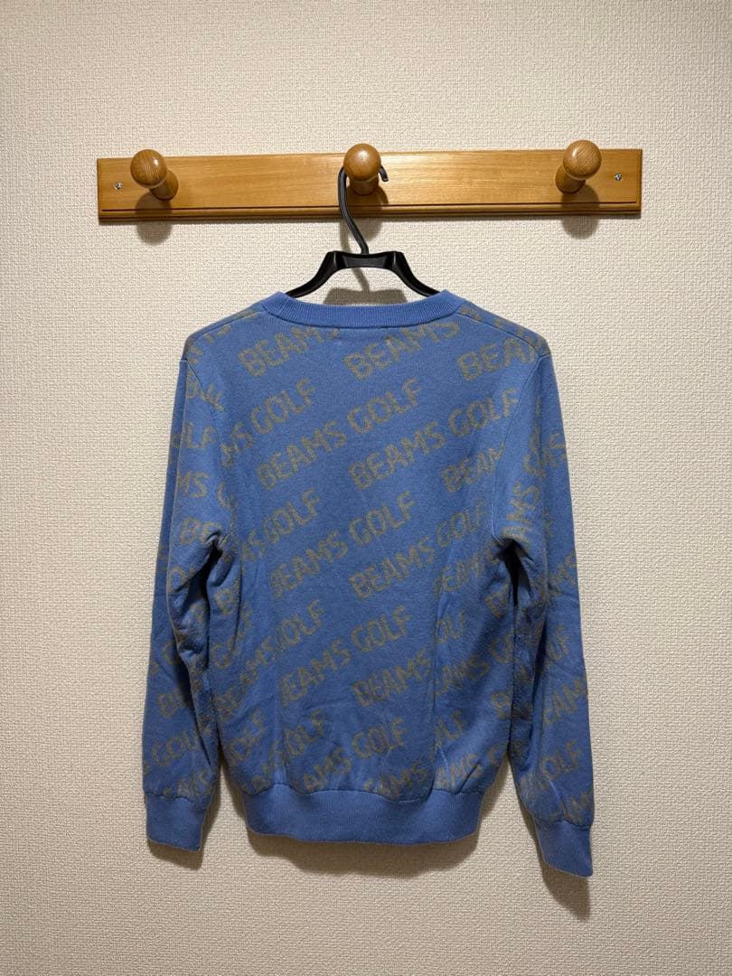 BEAMS GOLF ビームスゴルフ ロゴ総柄 セーター ブルー