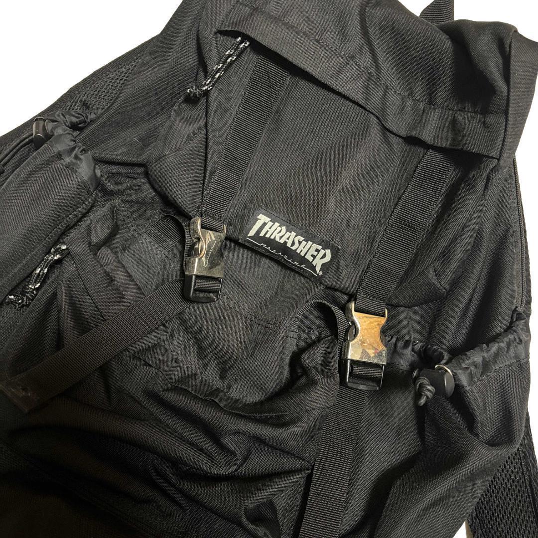 90〜00s THRASHER バックパック 黒 横乗り スケーター 古着