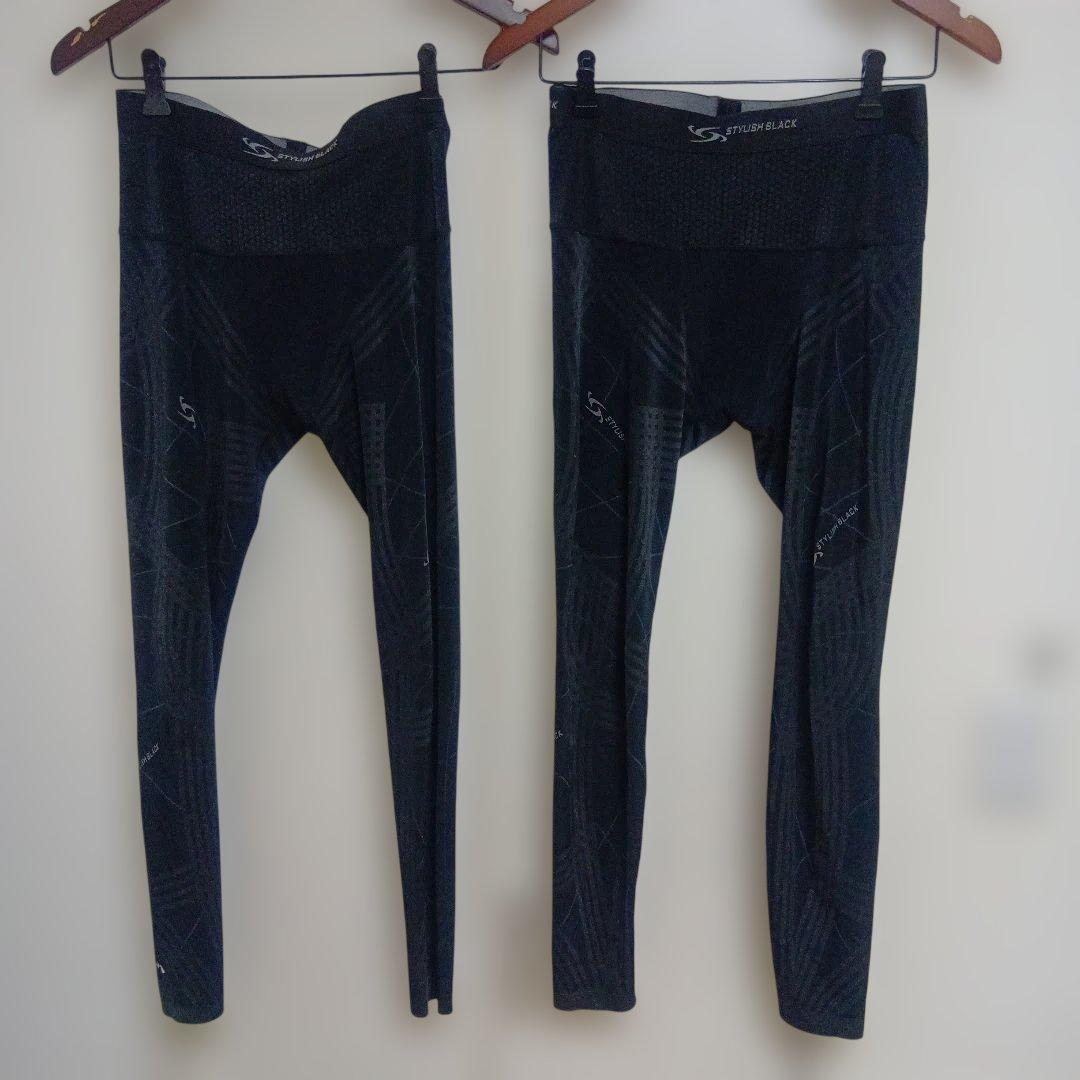 STYLISH BLACK ブラック コンプレッションタイツ Lサイズ　4枚
