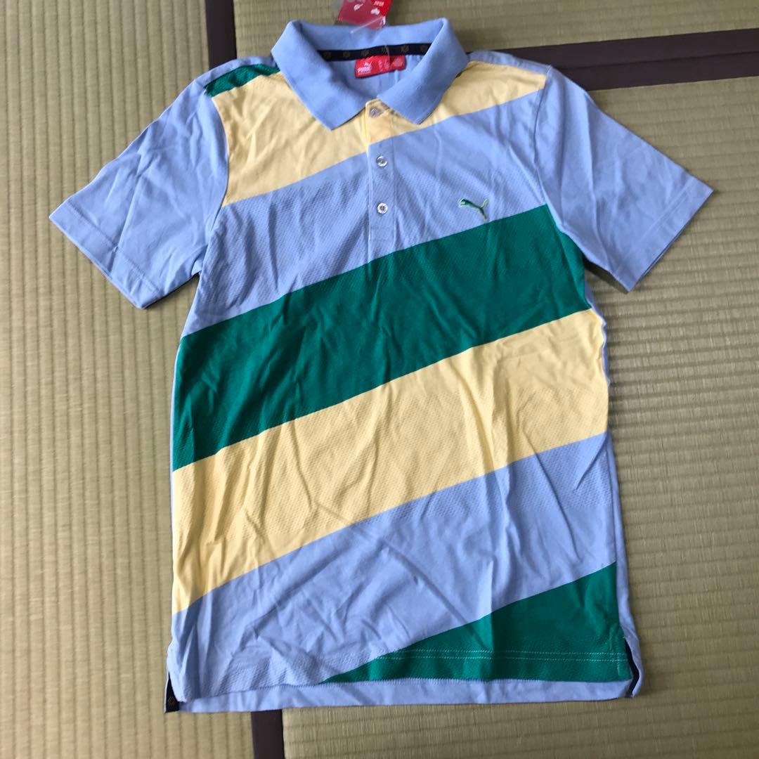 新品usa限定日本未発売！プーマボーダー半袖ポロシャツS/PUMAゴルフ
