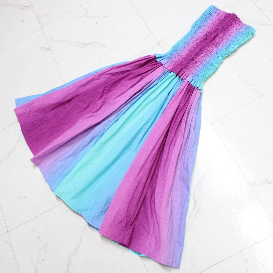 【美品 日本製 フラダンス衣装】パープル Mahana ワンピース ドレス 紫