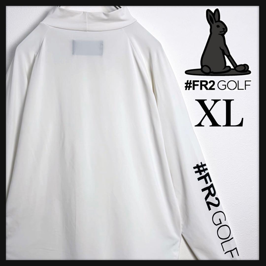 FR2 ゴルフ モックネック アームロゴ 襟ロゴ ホワイト 長袖シャツ XL