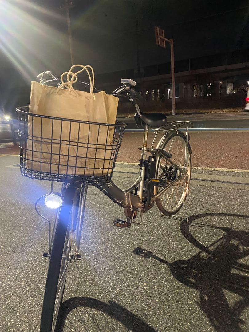 電動アシスト自転車 グレー バスケット付き