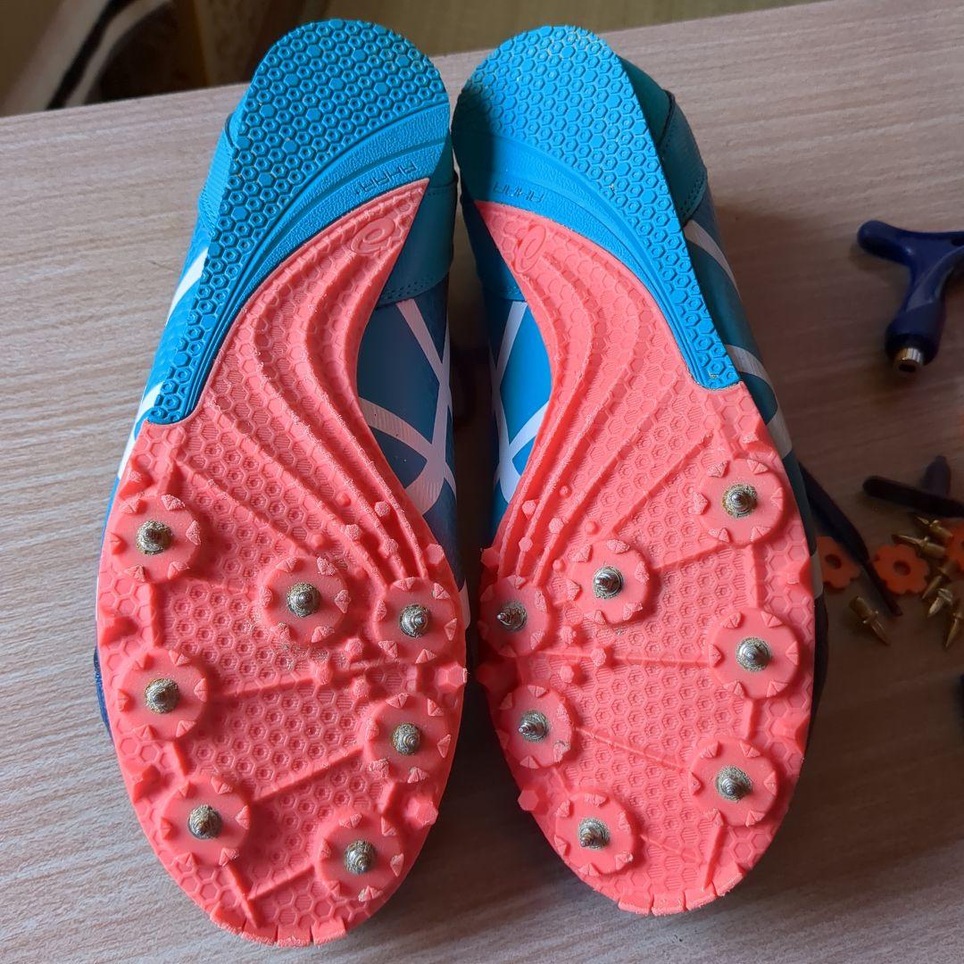 asics 陸上競技用スパイクシューズ ネイビー/オレンジ