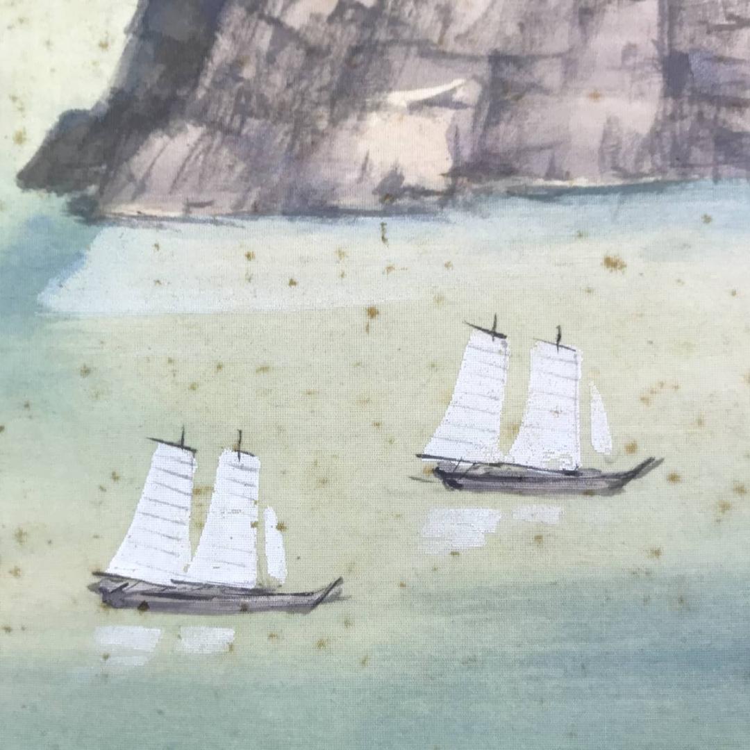 真作/古谷一晁/松島図/山水図/横物/掛軸/名家伝来/AD-875