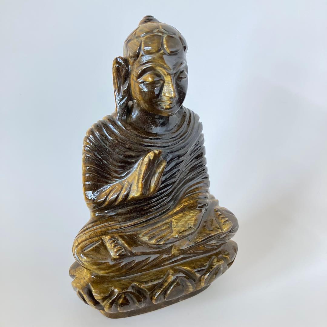天然石 タイガーアイ 仏陀 442g
