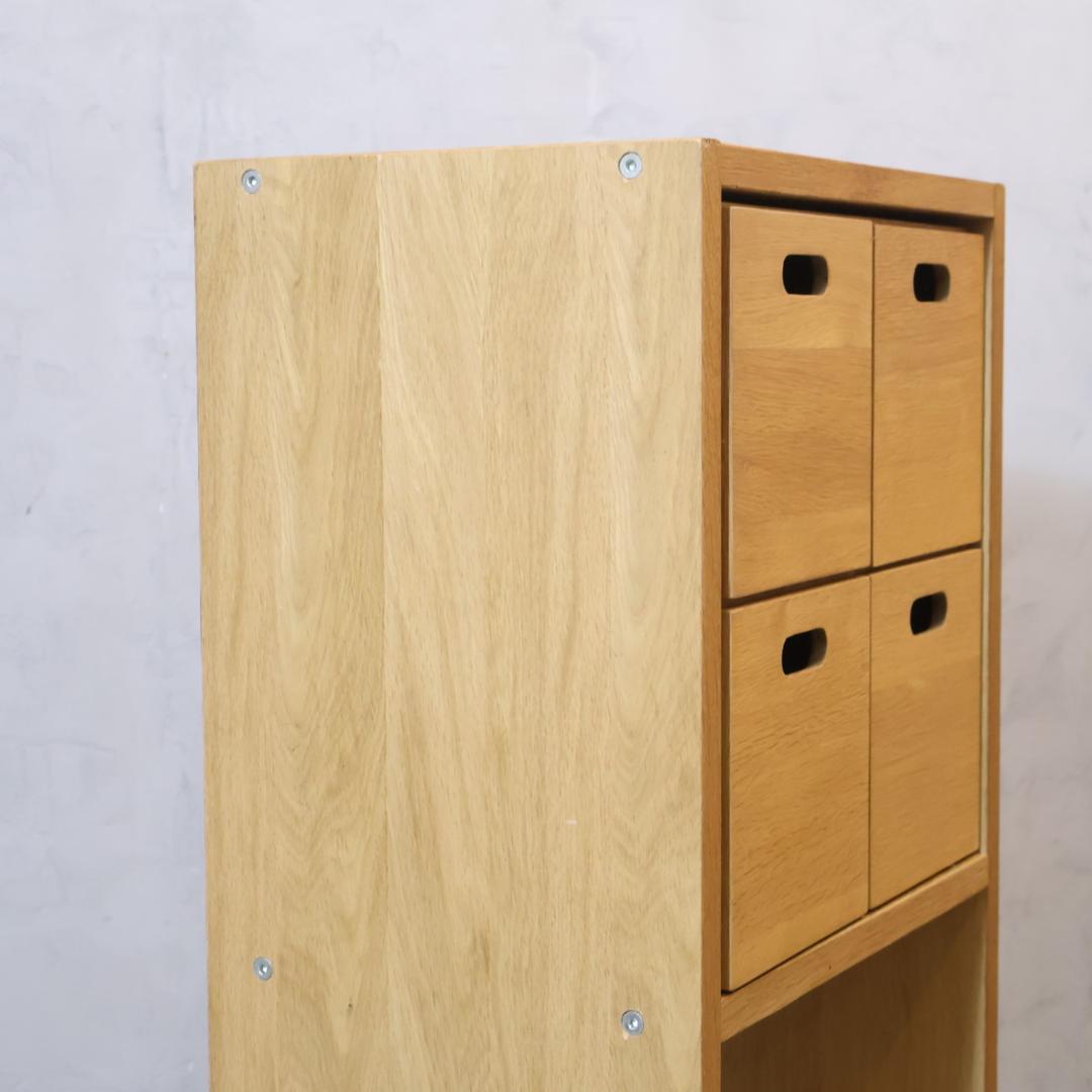 無印良品 MUJI オーク材 スタッキングシェルフ 3段・1列 引出し付シェルフ