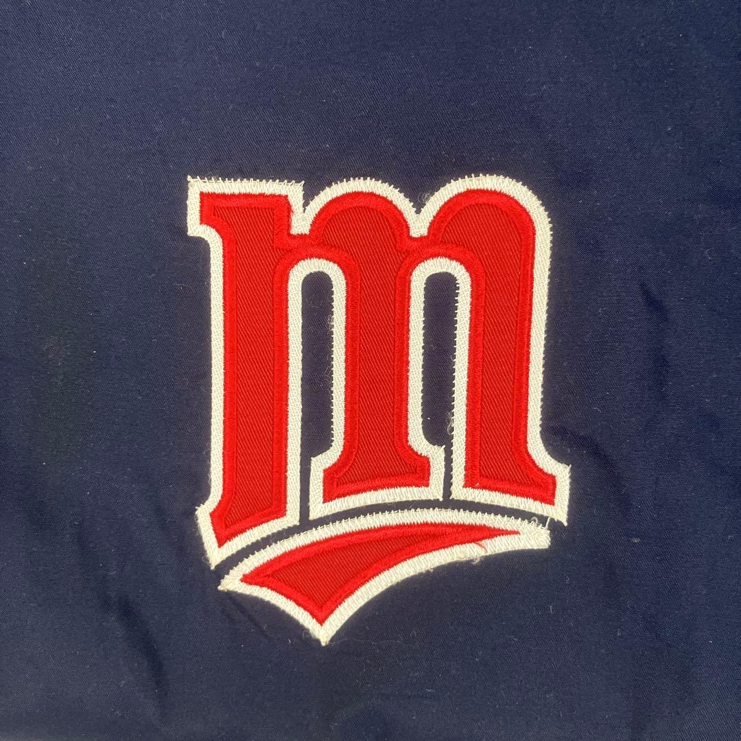 00s MLB ツインズ ハーフジップ ナイロンプルオーバー 古着 刺繍 紺 L