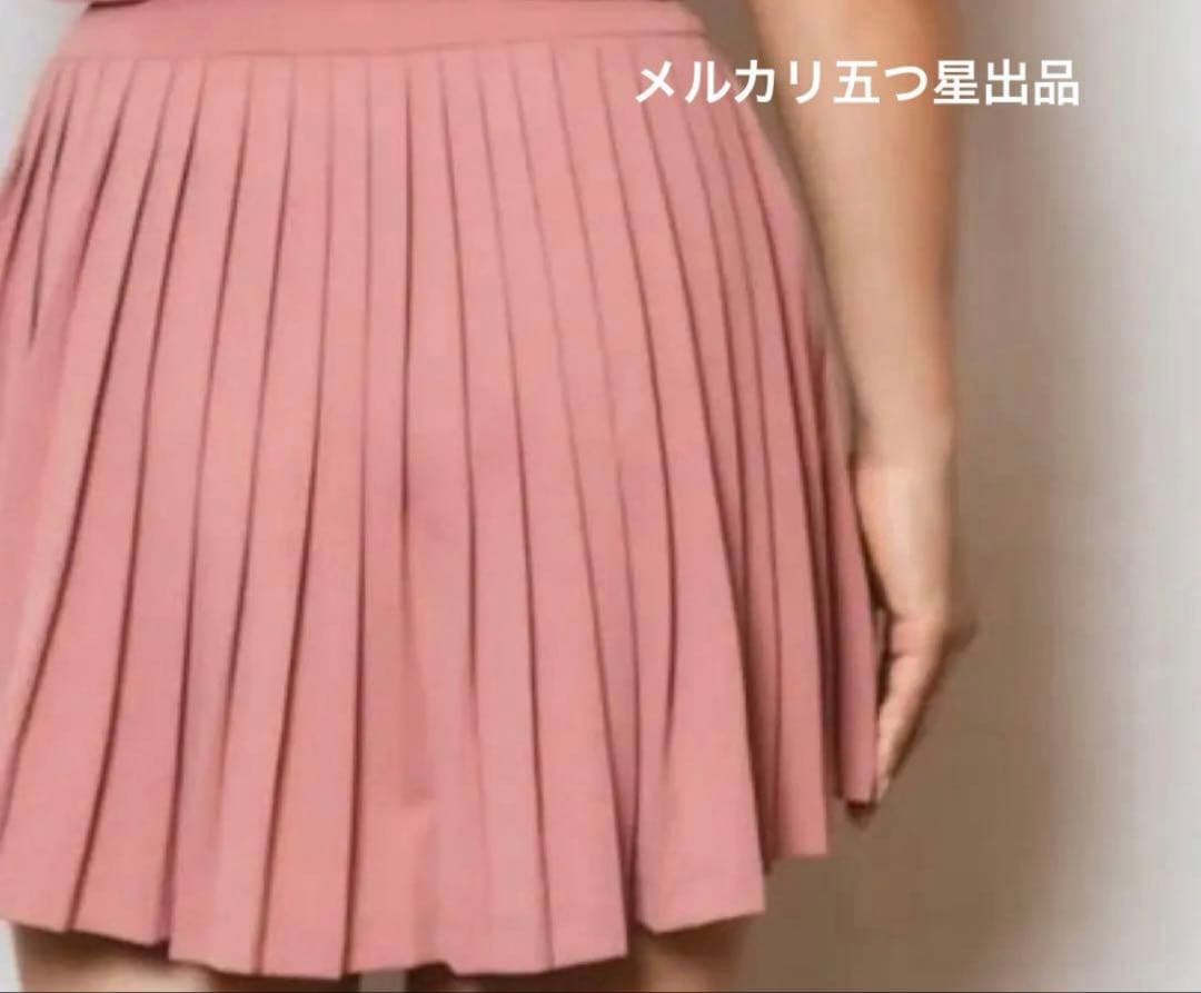 AdmiralコラボmuピンクLプリーツスカートテニスウェアスコートレディース