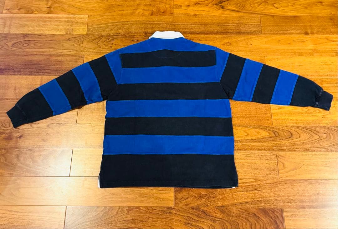 Polo Ralph Lauren ラガーシャツ M 青黒ボーダー ポニーロゴ