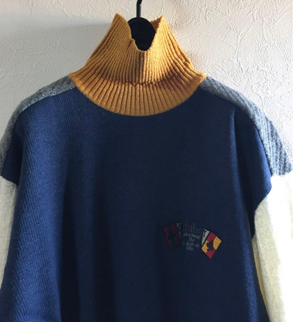美品 アダバットadabat GOLF 複合マルチ編みマルチカラータートルニット