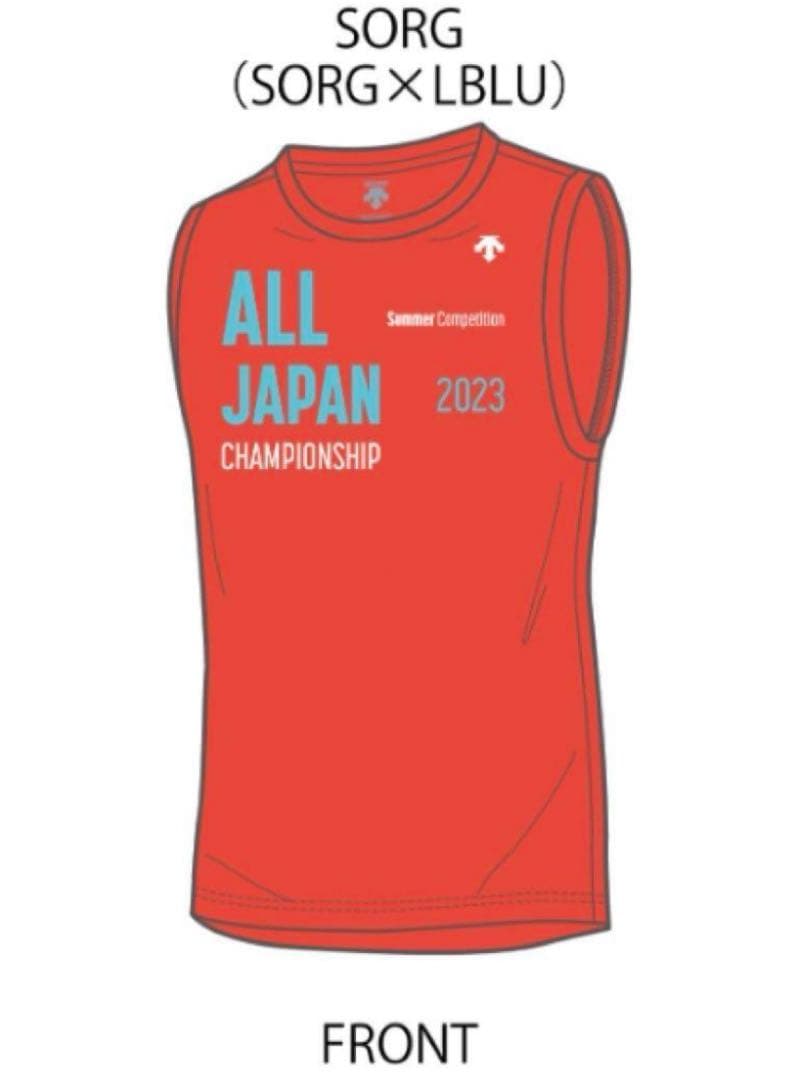 デサント インターハイ バレーボール ノースリーブ Tシャツ オレンジ L