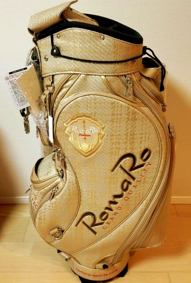 【新品　未使用】RomaRo ゴルフキャディバッグ ゴールド　ロマロ