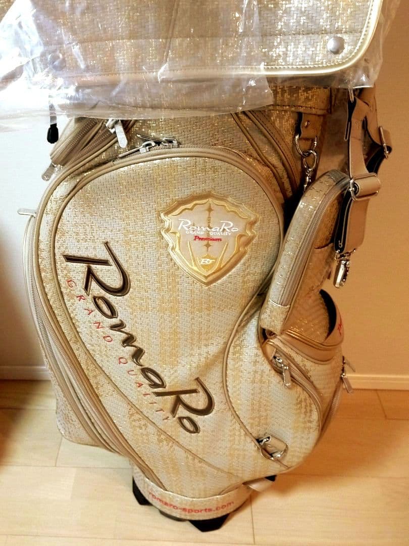 【新品　未使用】RomaRo ゴルフキャディバッグ ゴールド　ロマロ