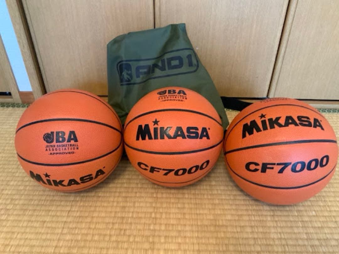 ミカサ JBA公認 CF7000 バスケットボール7号3球セット&AND1バック