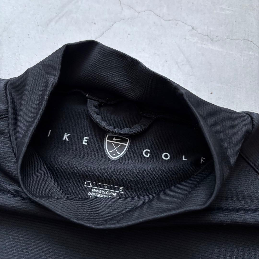 【美品】NIKE GOLF ナイキゴルフ モックネック長袖シャツ ロゴ 黒 L