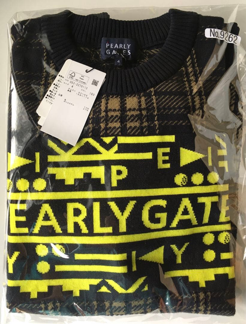 【PEARLY GATES】メンズ ジャガード クルーネックニット プルオーバー