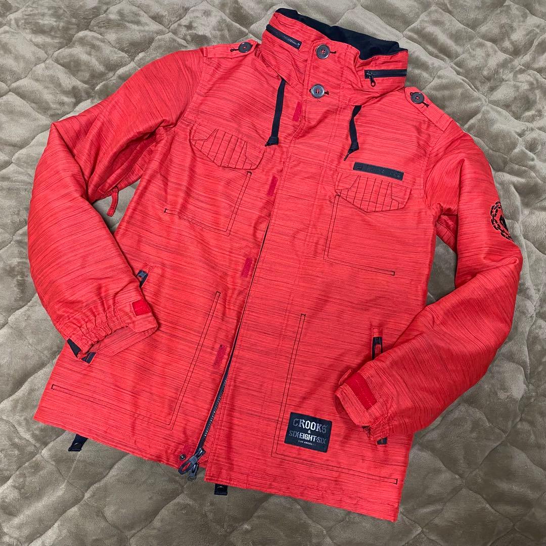 【686╳CROOKS CASTLES】スノボ撥水ウェア赤RED（M）