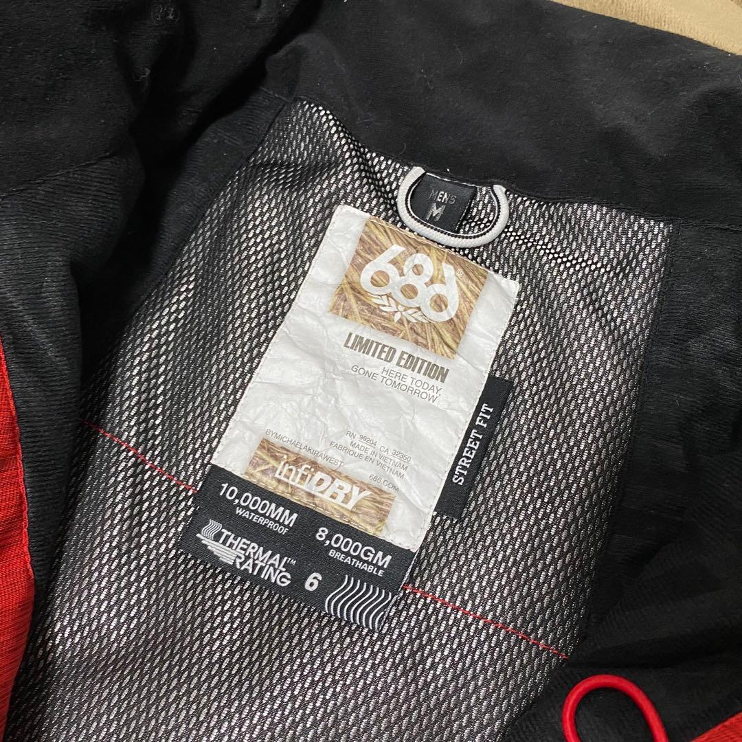 【686╳CROOKS CASTLES】スノボ撥水ウェア赤RED（M）