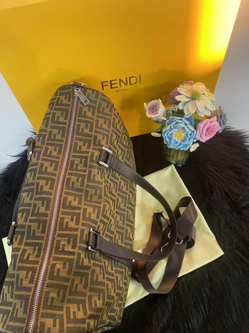 即日発送~ FENDI ボストンバッグ ブラウン キャンバス
