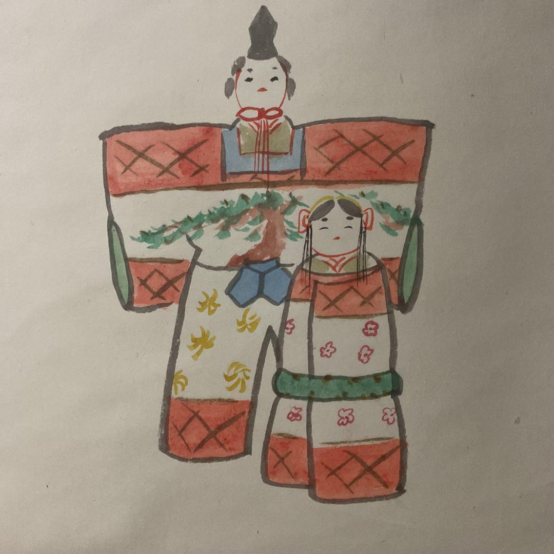 相国寺 頼底管長 有馬頼底【大龍】 桃花笑春風 雛図 紙本肉筆画 共箱