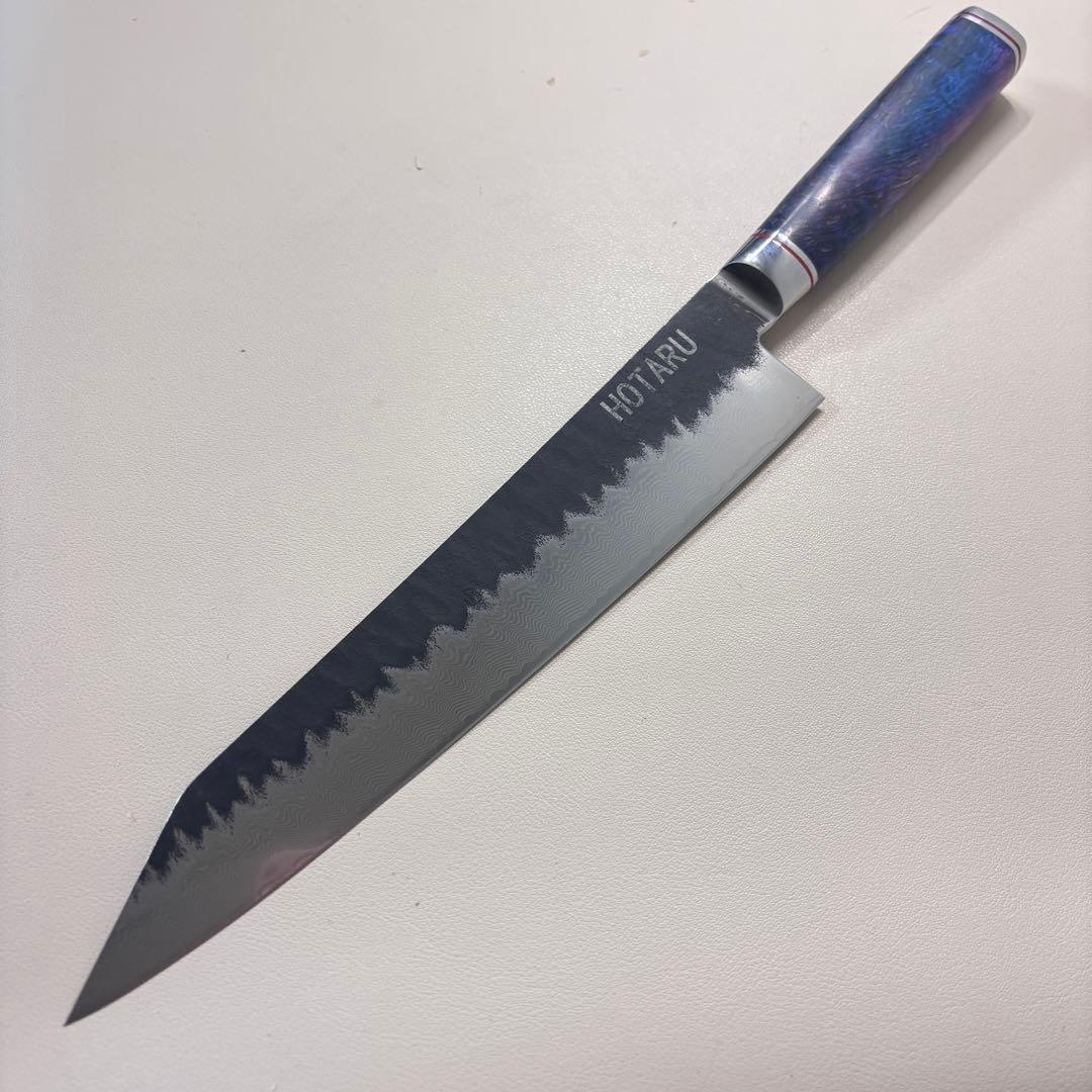 240mm黒打ちダマスカス　(切付型)牛刀シェフナイフ 牛刀【新品】。