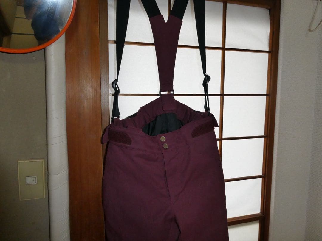 DESCENTE バーガンディ スノーボードウェア サスペンダー付き