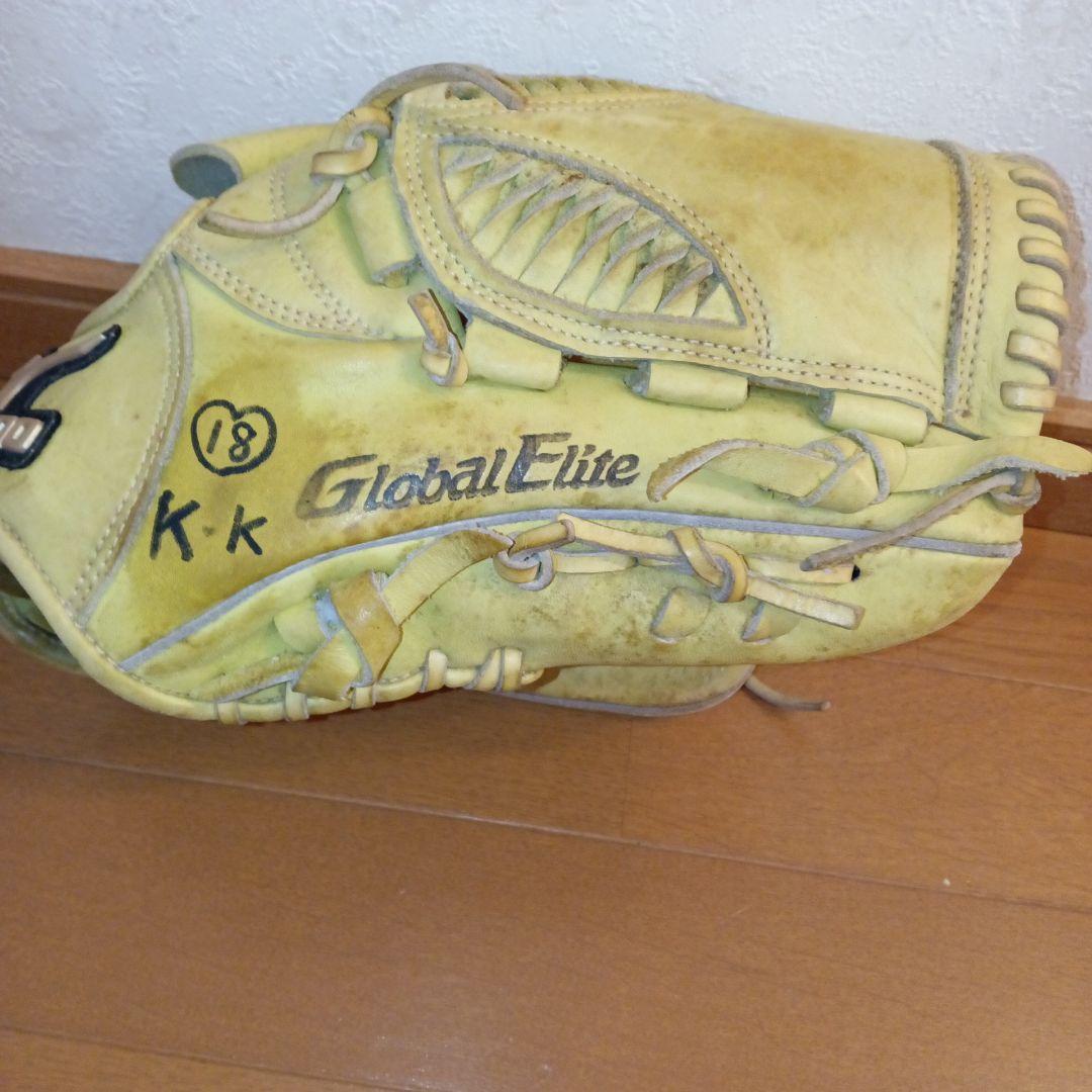 特割Global Elite Aシリーズ イエローカーキグローブ指カバー付投手用