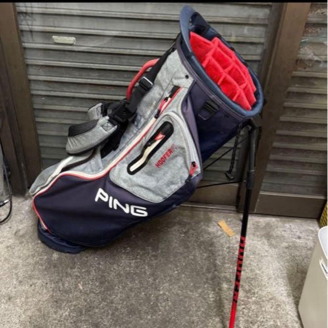 PING HOOFER 14スタンド キャディバッグ ネイビー グレー レッド